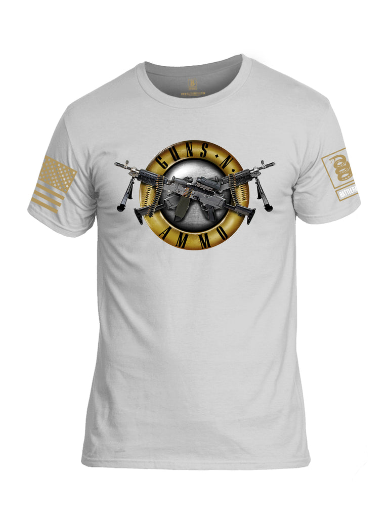 Battleraddle Guns N Ammo Brass Sleeve Print Mens Cotton Crew Neck T Shirt