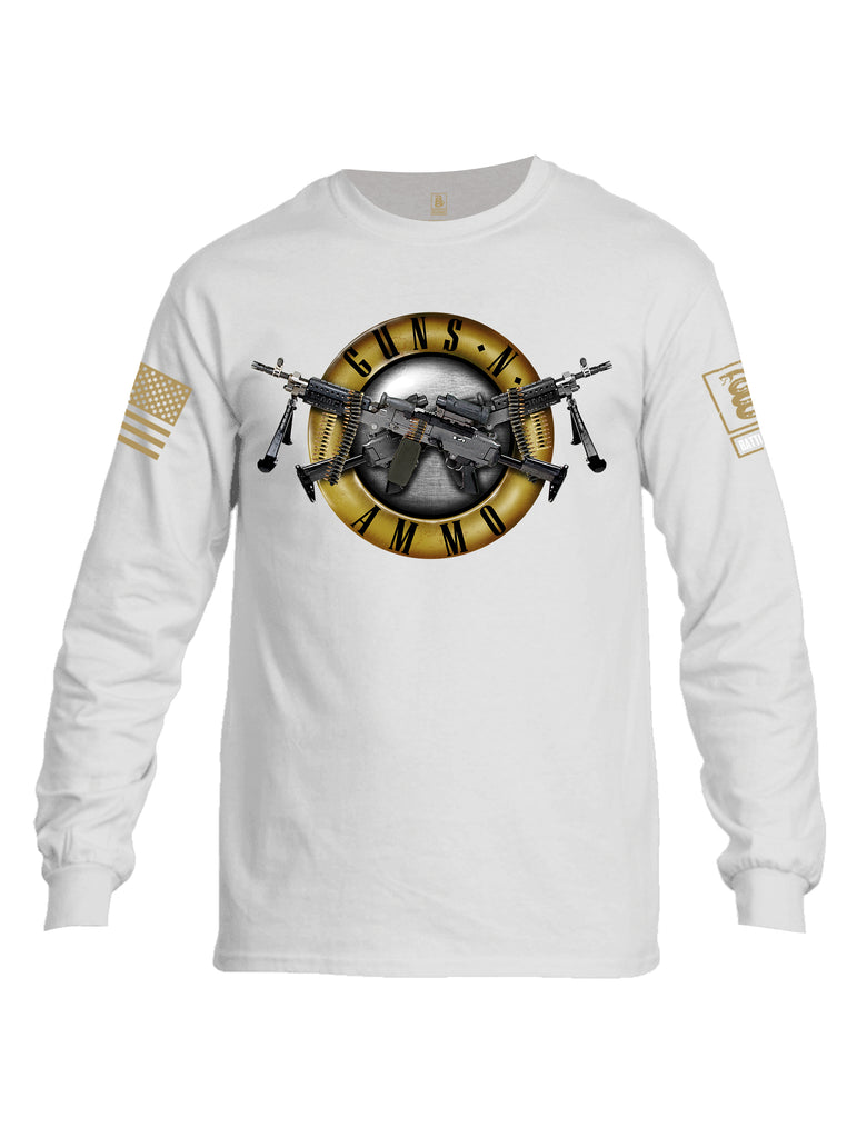 Battleraddle Guns N Ammo Brass Sleeve Print Mens Cotton Long Sleeve Crew Neck T Shirt