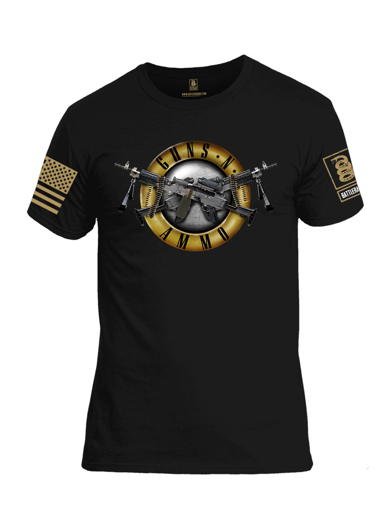 Battleraddle Guns N Ammo Brass Sleeve Print Mens Cotton Crew Neck T Shirt