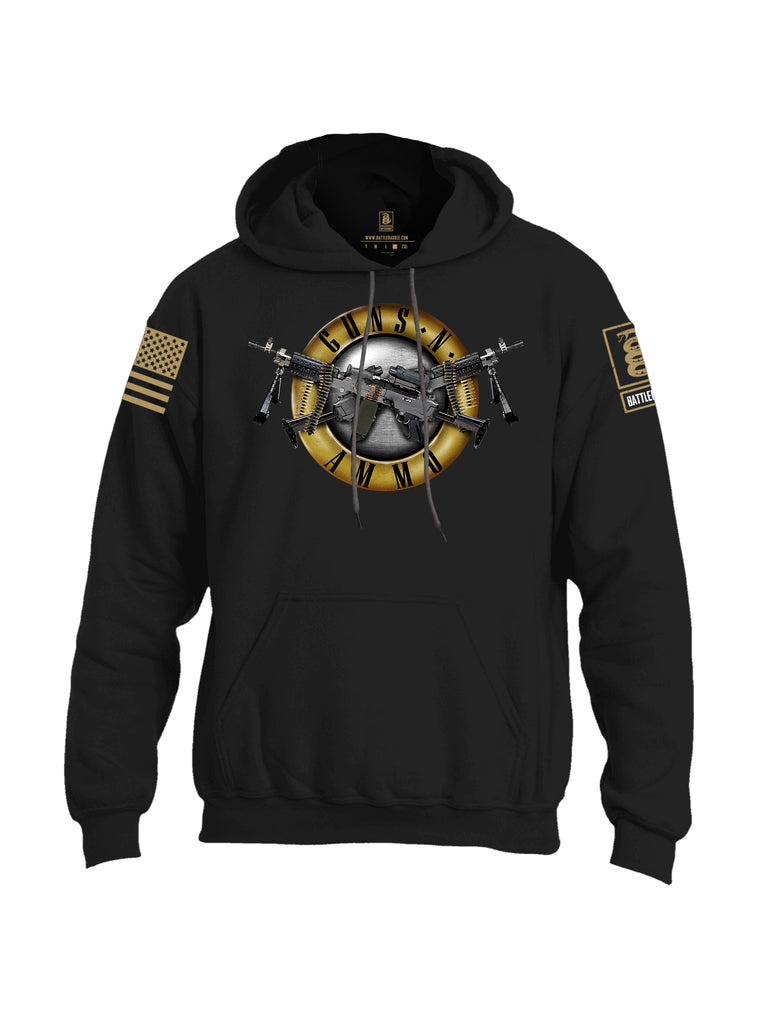 Battleraddle Guns N Ammo Brass Sleeve Print Mens Blended Hoodie With Pockets