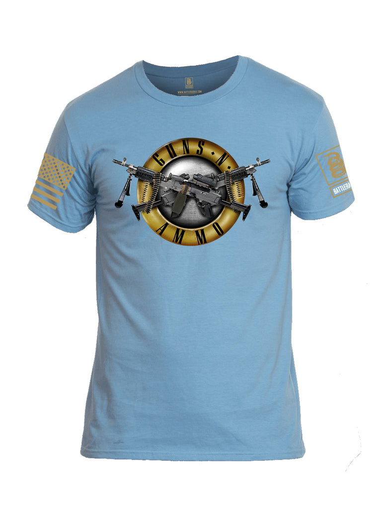 Battleraddle Guns N Ammo Brass Sleeve Print Mens Cotton Crew Neck T Shirt