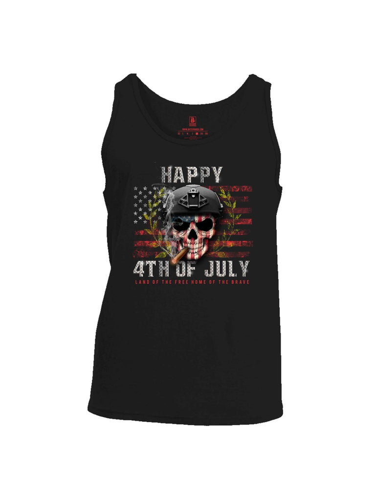 Battleraddle Happy 4th Of July Land Of The Free Home Of The Brave Mens Cotton Tank Top shirt|custom|veterans|Apparel-Mens Tank Top-Cotton