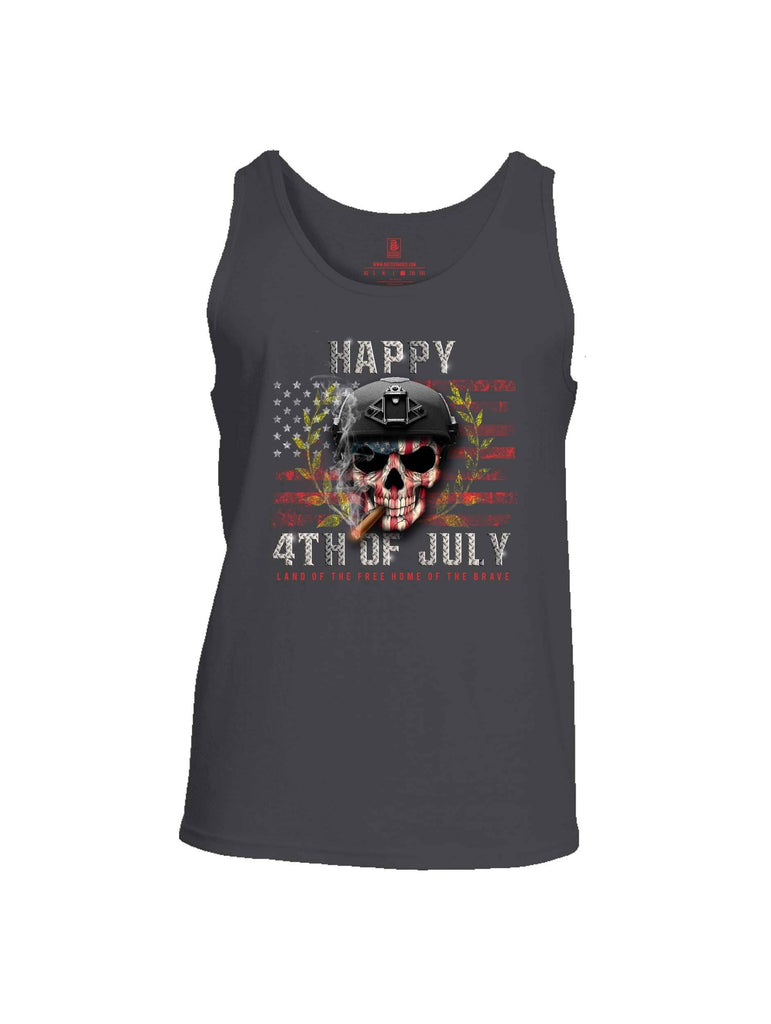 Battleraddle Happy 4th Of July Land Of The Free Home Of The Brave Mens Cotton Tank Top shirt|custom|veterans|Apparel-Mens Tank Top-Cotton
