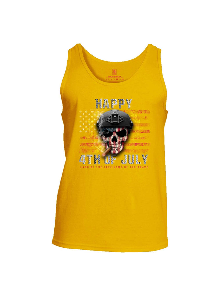 Battleraddle Happy 4th Of July Land Of The Free Home Of The Brave Mens Cotton Tank Top shirt|custom|veterans|Apparel-Mens Tank Top-Cotton