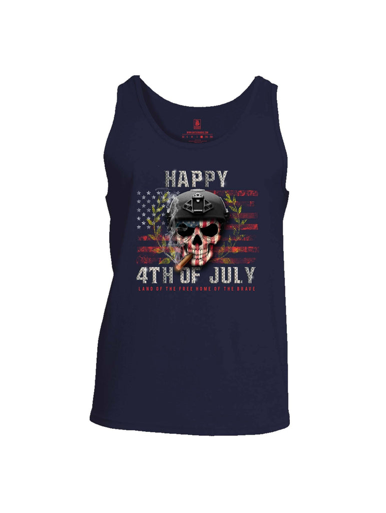 Battleraddle Happy 4th Of July Land Of The Free Home Of The Brave Mens Cotton Tank Top shirt|custom|veterans|Apparel-Mens Tank Top-Cotton