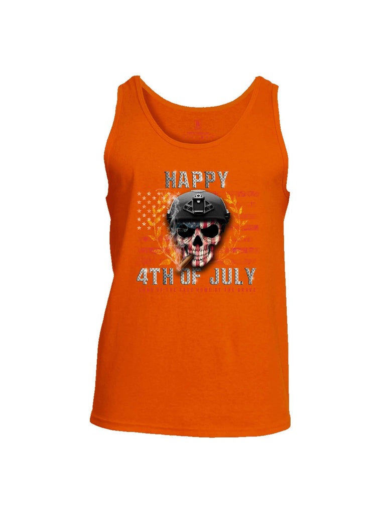 Battleraddle Happy 4th Of July Land Of The Free Home Of The Brave Mens Cotton Tank Top shirt|custom|veterans|Apparel-Mens Tank Top-Cotton