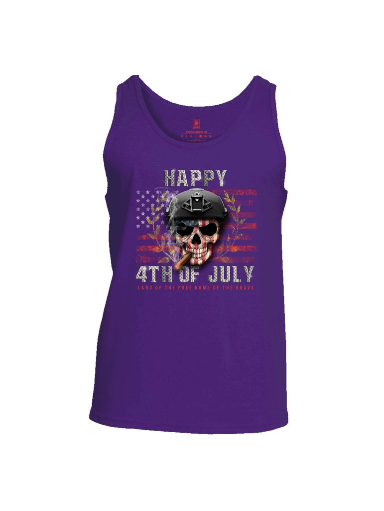 Battleraddle Happy 4th Of July Land Of The Free Home Of The Brave Mens Cotton Tank Top shirt|custom|veterans|Apparel-Mens Tank Top-Cotton