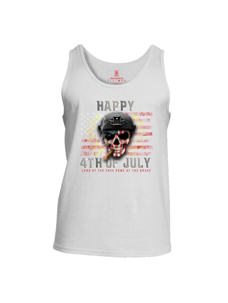 Battleraddle Happy 4th Of July Land Of The Free Home Of The Brave Mens Cotton Tank Top shirt|custom|veterans|Apparel-Mens Tank Top-Cotton