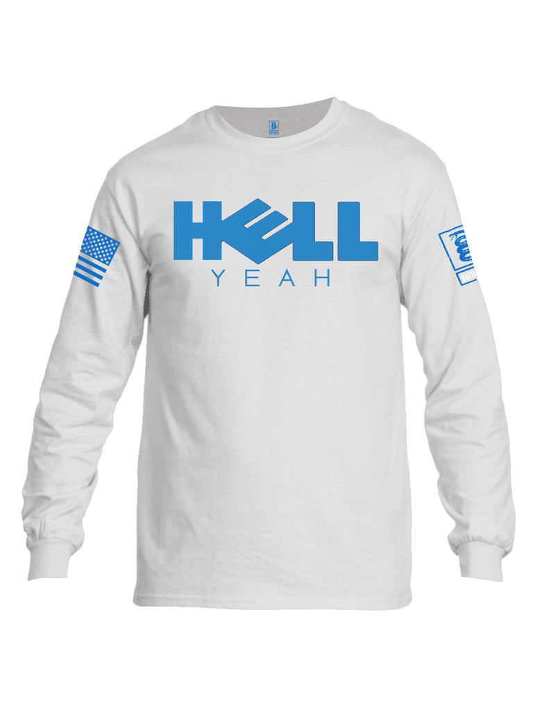 Battleraddle Hell Yeah Blue Sleeve Print Mens Cotton Long Sleeve Crew Neck T Shirt