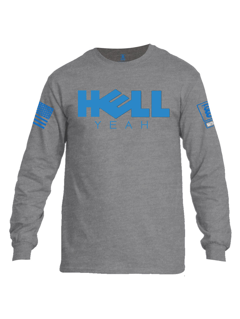 Battleraddle Hell Yeah Blue Sleeve Print Mens Cotton Long Sleeve Crew Neck T Shirt