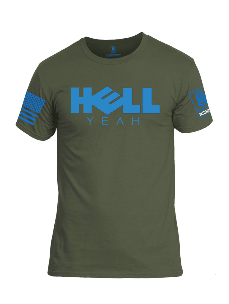 Battleraddle Hell Yeah Blue Sleeve Print Mens Cotton Crew Neck T Shirt