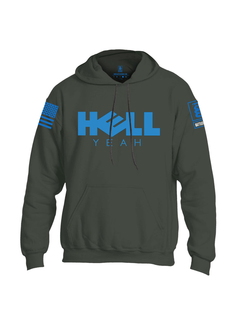 Battleraddle Hell Yeah Blue Sleeve Print Mens Blended Hoodie With Pockets