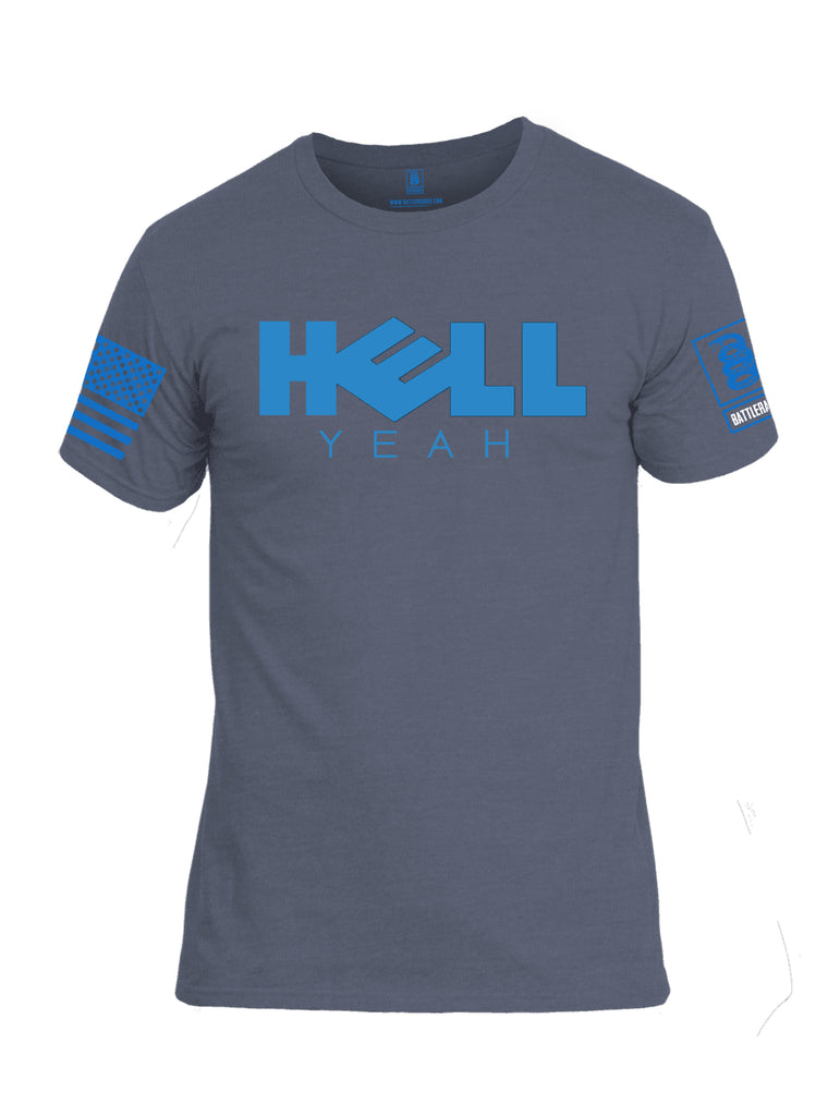 Battleraddle Hell Yeah Blue Sleeve Print Mens Cotton Crew Neck T Shirt
