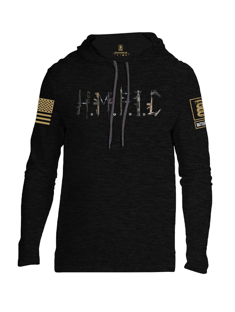 Battleraddle HMFIC Rifles Brass Sleeve Print Mens Thin Cotton Lightweight Hoodie