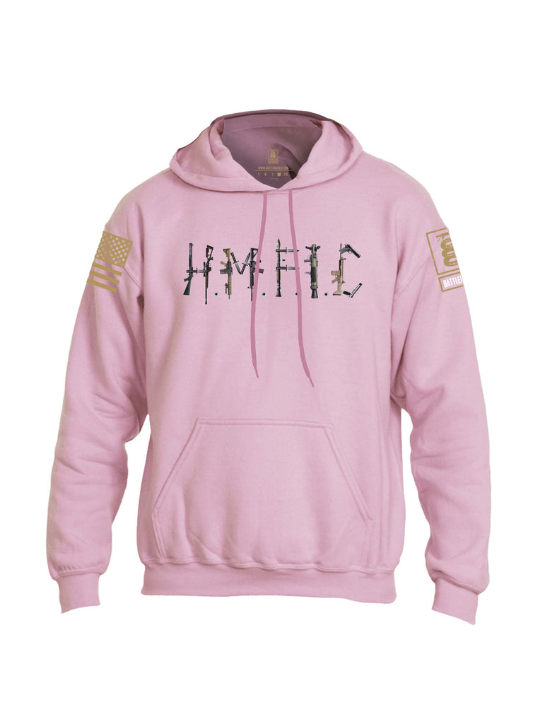 Battleraddle HMFIC Rifles Brass Sleeve Print Mens Blended Hoodie With Pockets