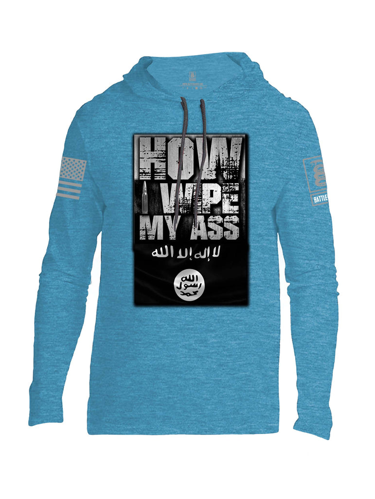 Battleraddle How I wipe My Ass Grey Sleeve Print Mens Thin Cotton Lightweight Hoodie