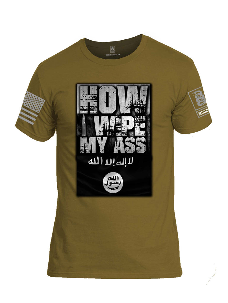 Battleraddle How I wipe My Ass Grey Sleeve Print Mens Cotton Crew Neck T Shirt