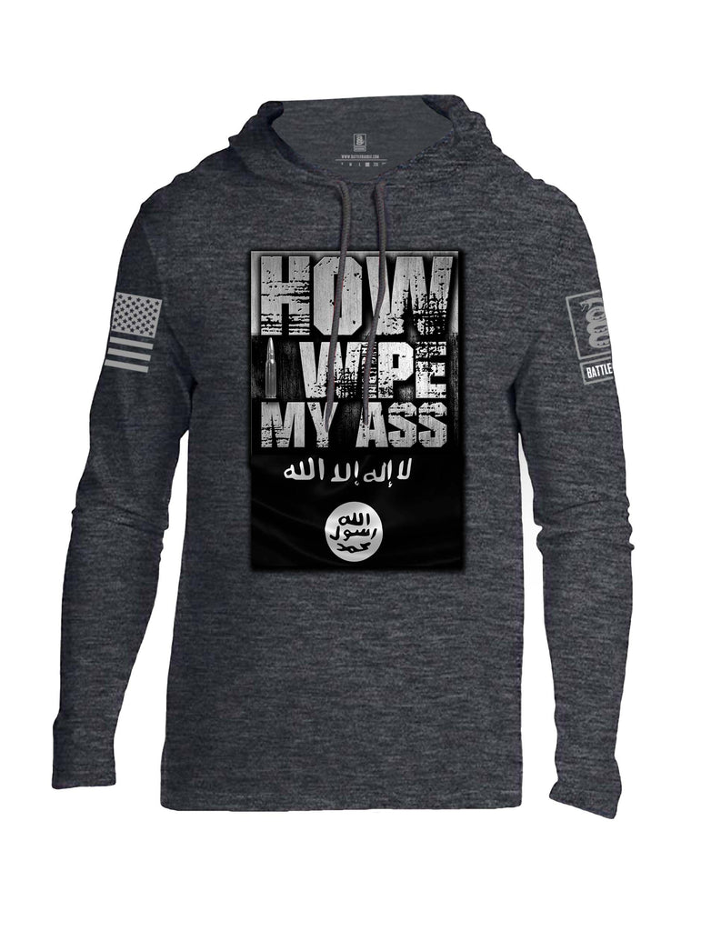 Battleraddle How I wipe My Ass Grey Sleeve Print Mens Thin Cotton Lightweight Hoodie