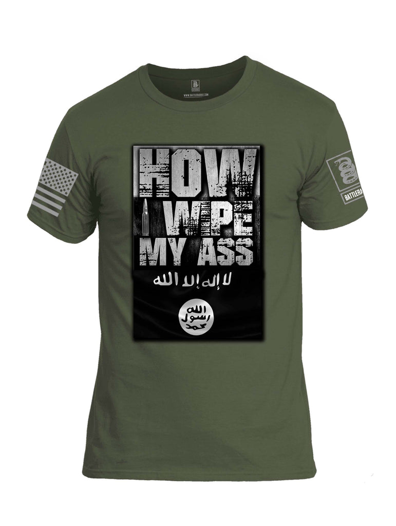 Battleraddle How I wipe My Ass Grey Sleeve Print Mens Cotton Crew Neck T Shirt
