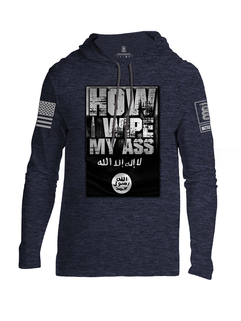 Battleraddle How I wipe My Ass Grey Sleeve Print Mens Thin Cotton Lightweight Hoodie
