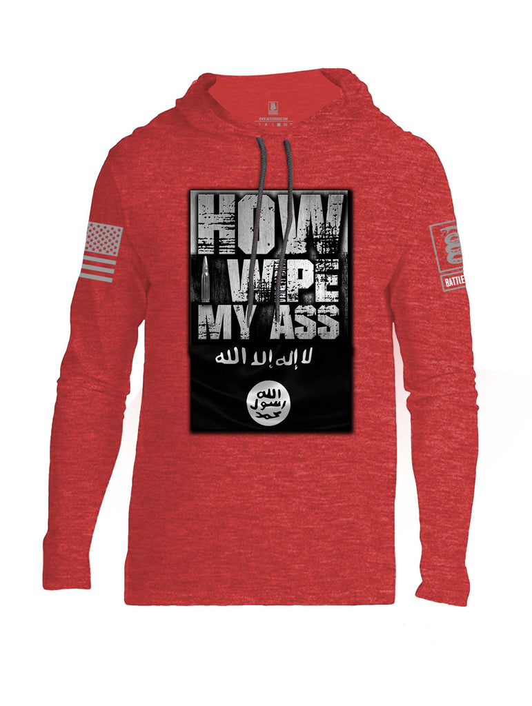 Battleraddle How I wipe My Ass Grey Sleeve Print Mens Thin Cotton Lightweight Hoodie