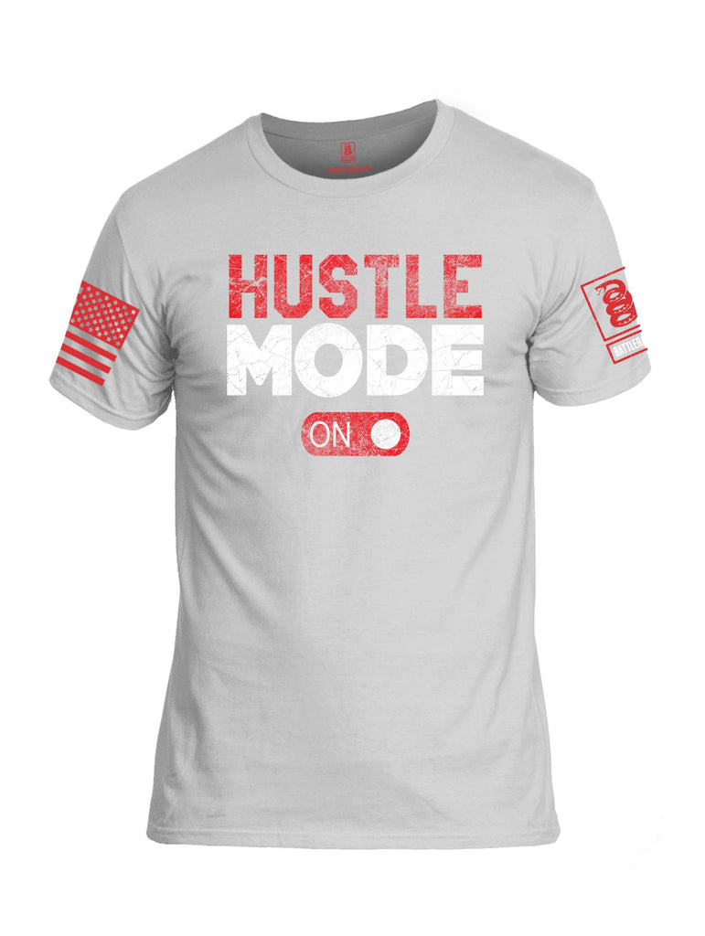 Battleraddle Hustle Mode On Red Sleeve Print Mens Cotton Crew Neck T Shirt