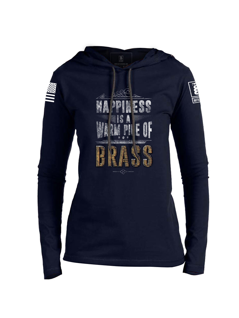 Battleraddle Happiness Is A Warm Pile Of Brass Womens Thin Cotton Lightweight Hoodie