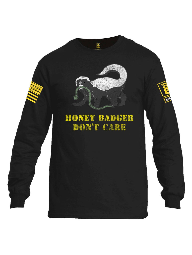 Battleraddle Honey Badger Dont Care Yellow Sleeve Print Mens Cotton Long Sleeve Crew Neck T Shirt shirt|custom|veterans|Men-Long Sleeves Crewneck Shirt