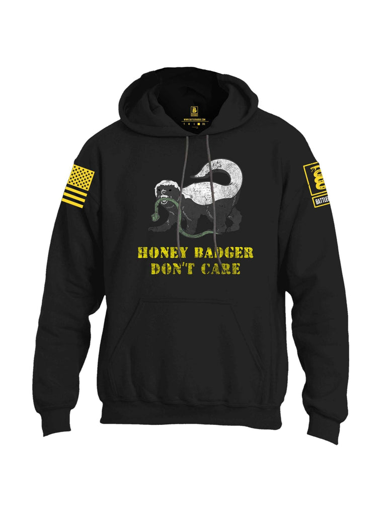 Battleraddle Honey Badger Dont Care Yellow Sleeve Print Mens Blended Hoodie With Pockets shirt|custom|veterans|Apparel-Mens Hoodies-Cotton/Dryfit Blend
