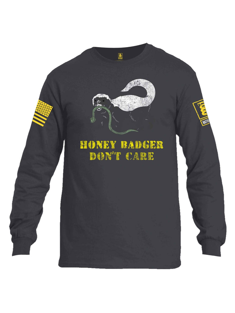 Battleraddle Honey Badger Dont Care Yellow Sleeve Print Mens Cotton Long Sleeve Crew Neck T Shirt shirt|custom|veterans|Men-Long Sleeves Crewneck Shirt