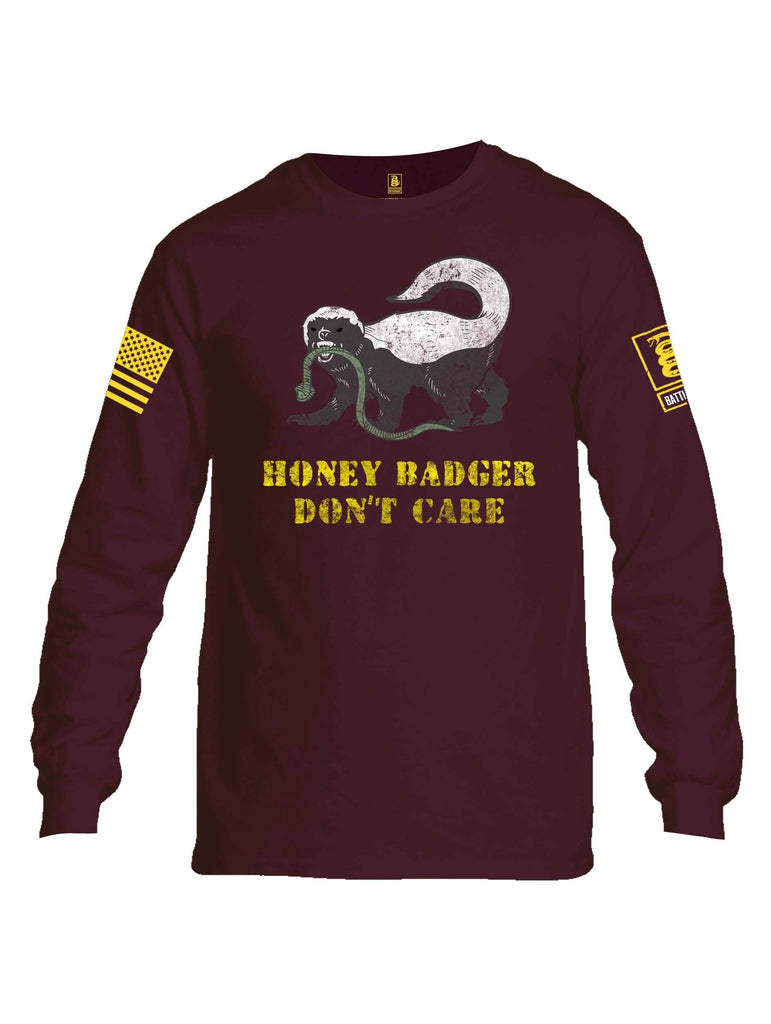 Battleraddle Honey Badger Dont Care Yellow Sleeve Print Mens Cotton Long Sleeve Crew Neck T Shirt shirt|custom|veterans|Men-Long Sleeves Crewneck Shirt