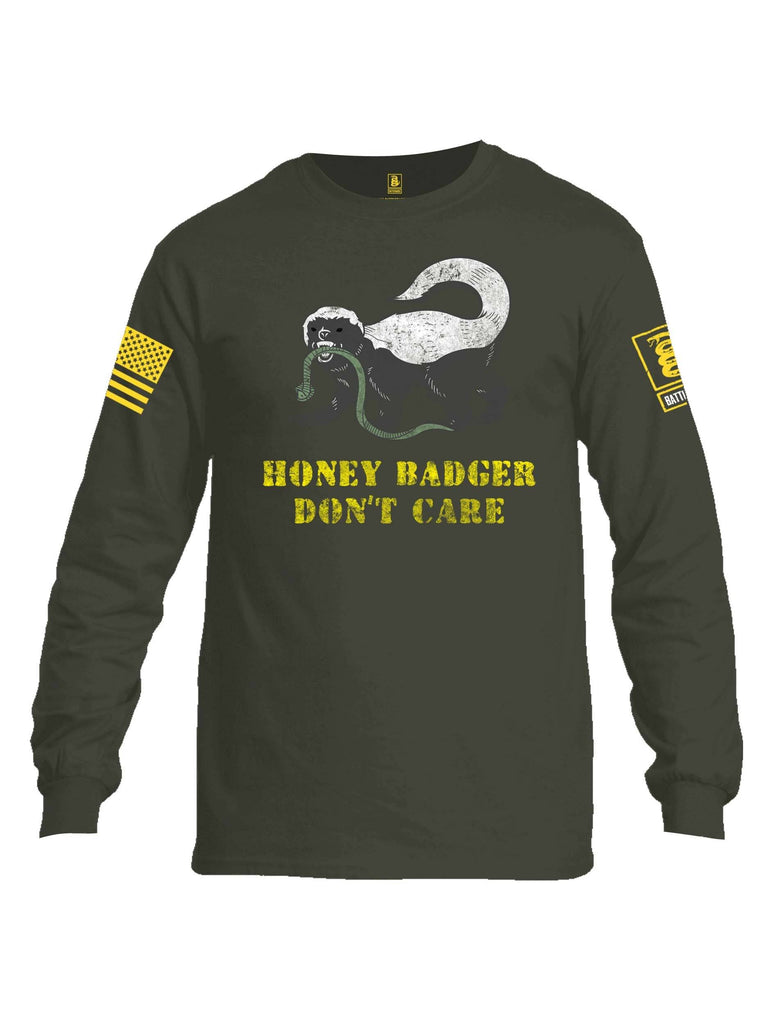 Battleraddle Honey Badger Dont Care Yellow Sleeve Print Mens Cotton Long Sleeve Crew Neck T Shirt shirt|custom|veterans|Men-Long Sleeves Crewneck Shirt