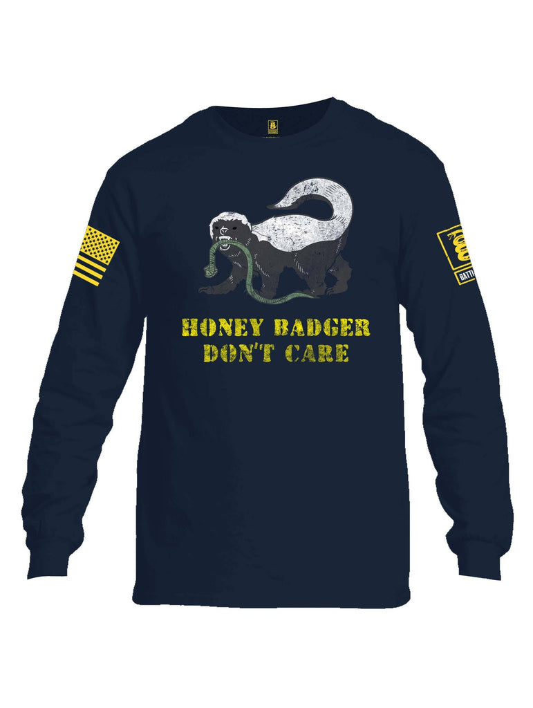 Battleraddle Honey Badger Dont Care Yellow Sleeve Print Mens Cotton Long Sleeve Crew Neck T Shirt shirt|custom|veterans|Men-Long Sleeves Crewneck Shirt
