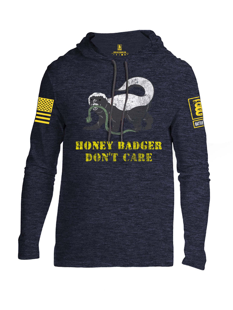Battleraddle Honey Badger Dont Care Yellow Sleeve Print Mens Thin Cotton Lightweight Hoodie