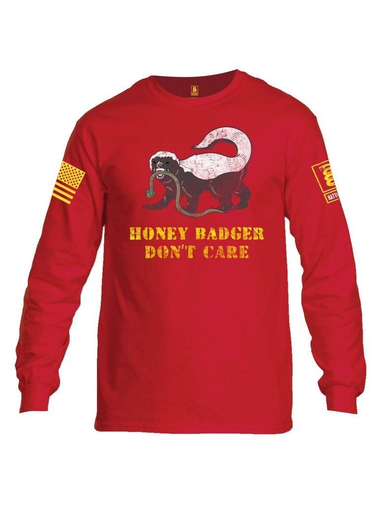 Battleraddle Honey Badger Dont Care Yellow Sleeve Print Mens Cotton Long Sleeve Crew Neck T Shirt shirt|custom|veterans|Men-Long Sleeves Crewneck Shirt