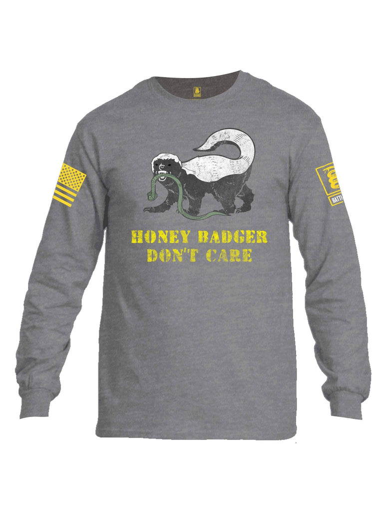 Battleraddle Honey Badger Dont Care Yellow Sleeve Print Mens Cotton Long Sleeve Crew Neck T Shirt shirt|custom|veterans|Men-Long Sleeves Crewneck Shirt