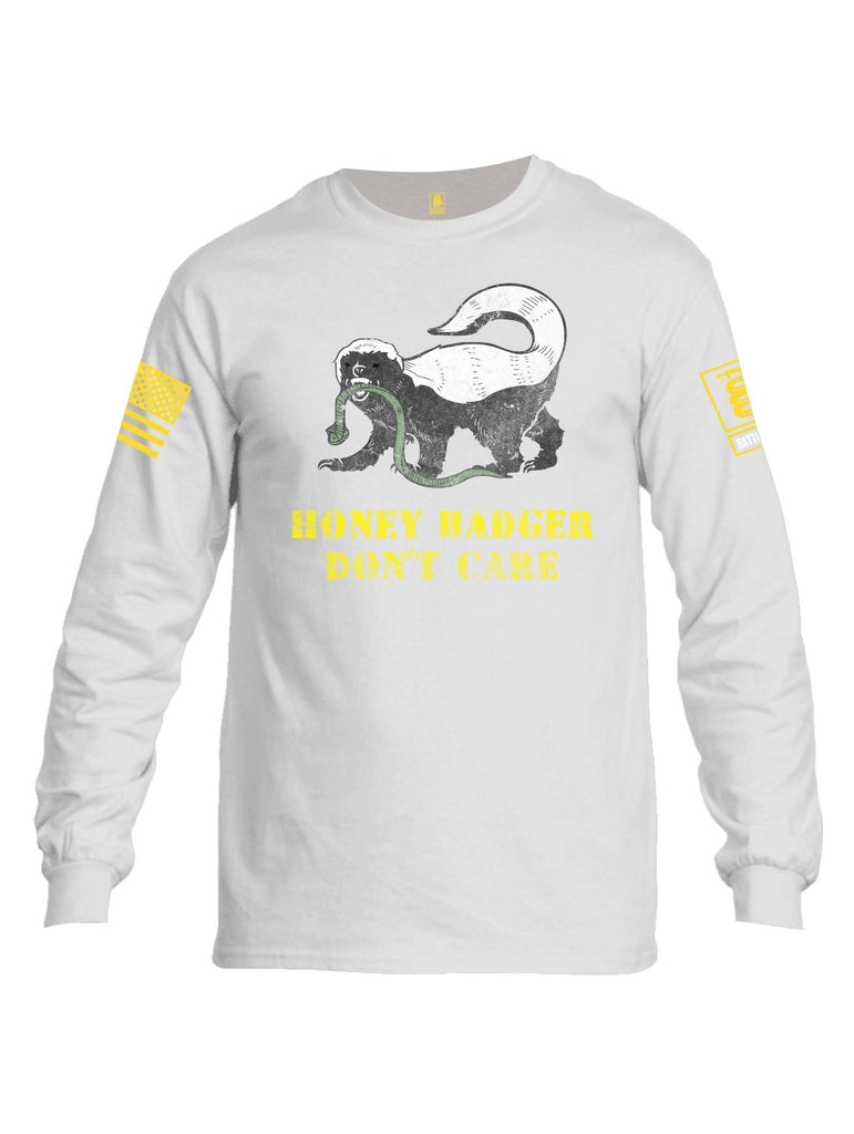 Battleraddle Honey Badger Dont Care Yellow Sleeve Print Mens Cotton Long Sleeve Crew Neck T Shirt shirt|custom|veterans|Men-Long Sleeves Crewneck Shirt