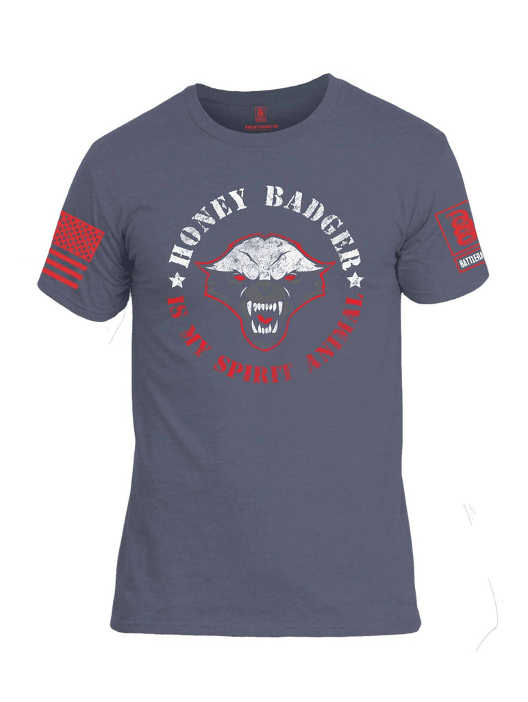 Battleraddle Honey Badger Is My Spirit Animal Red Sleeve Print Mens Cotton Crew Neck T Shirt shirt|custom|veterans|Apparel-Mens T Shirt-cotton