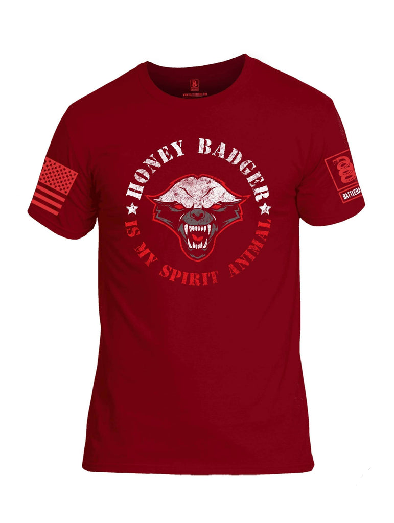 Battleraddle Honey Badger Is My Spirit Animal Red Sleeve Print Mens Cotton Crew Neck T Shirt shirt|custom|veterans|Apparel-Mens T Shirt-cotton