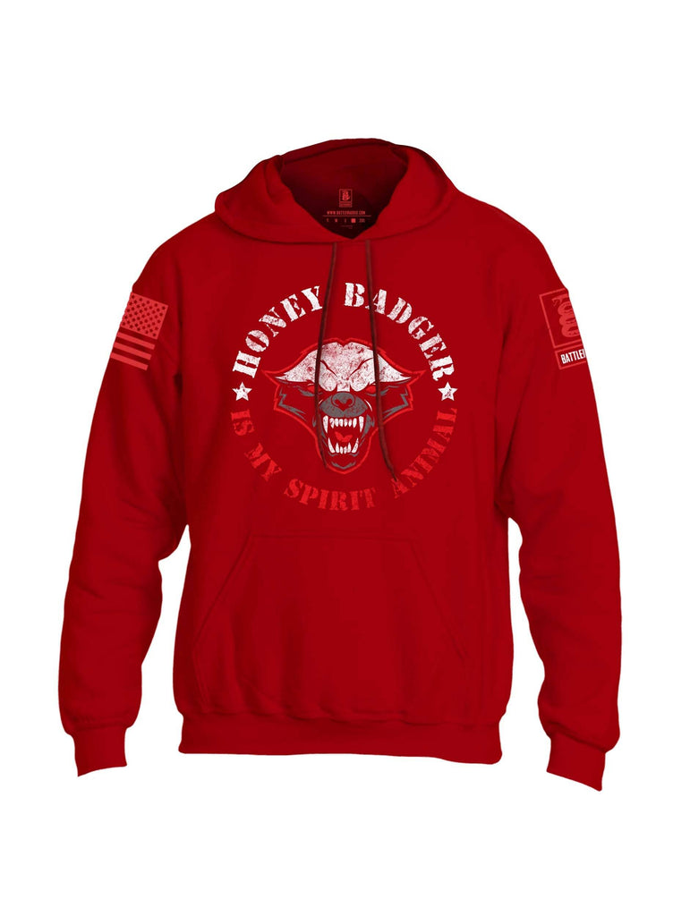 Battleraddle Honey Badger Is My Spirit Animal Red Sleeve Print Mens Blended Hoodie With Pockets shirt|custom|veterans|Apparel-Mens Hoodies-Cotton/Dryfit Blend
