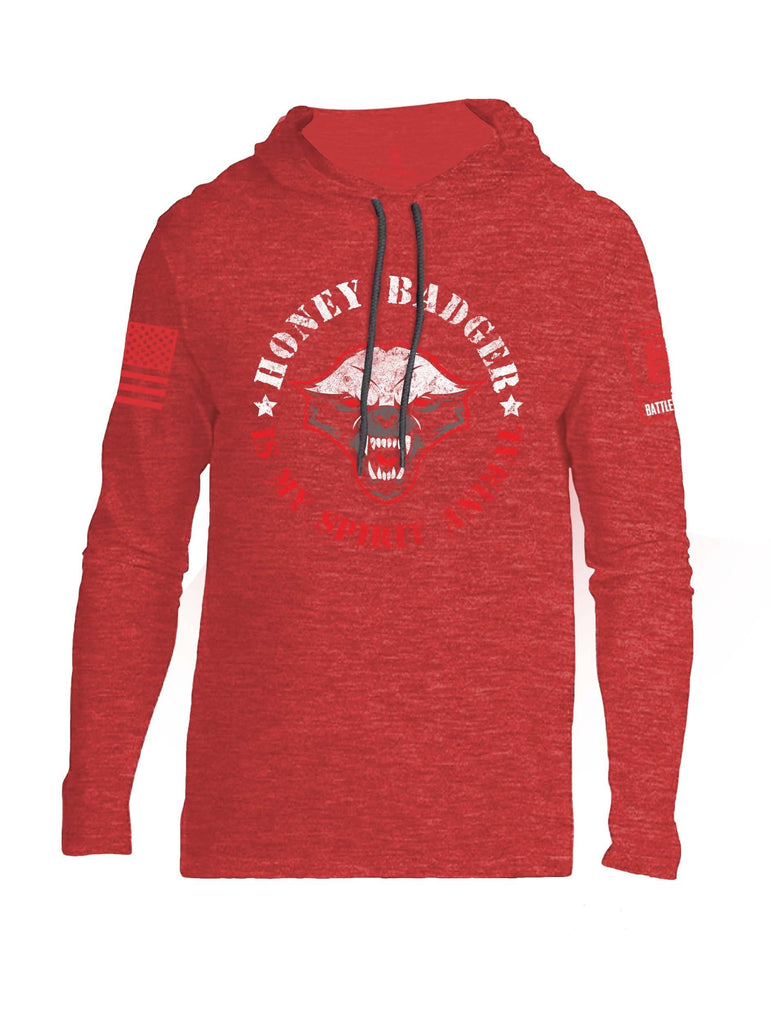 Battleraddle Honey Badger Is My Spirit Animal Red Sleeve Print Mens Thin Cotton Lightweight Hoodie shirt|custom|veterans|Apparel-Mens Hoodie-Cotton