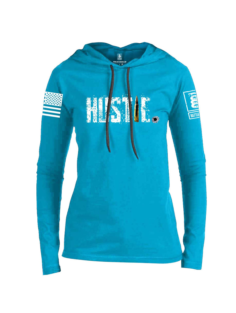 Battleraddle Hustle White Sleeve Print Womens Thin Cotton Lightweight Hoodie