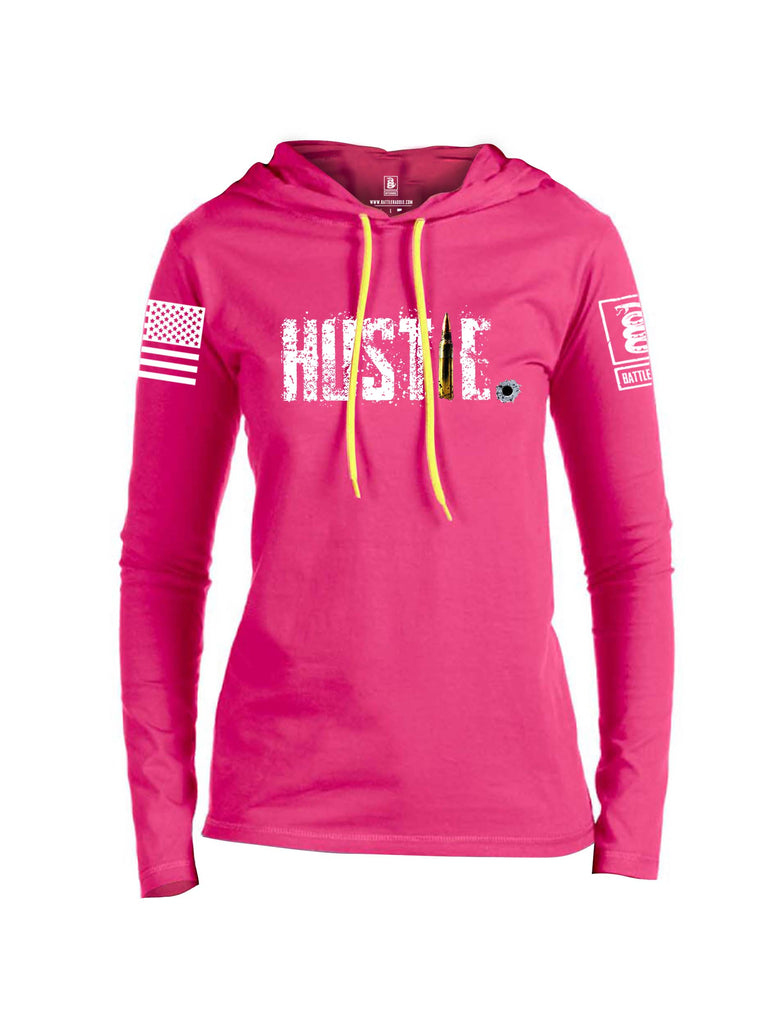 Battleraddle Hustle White Sleeve Print Womens Thin Cotton Lightweight Hoodie