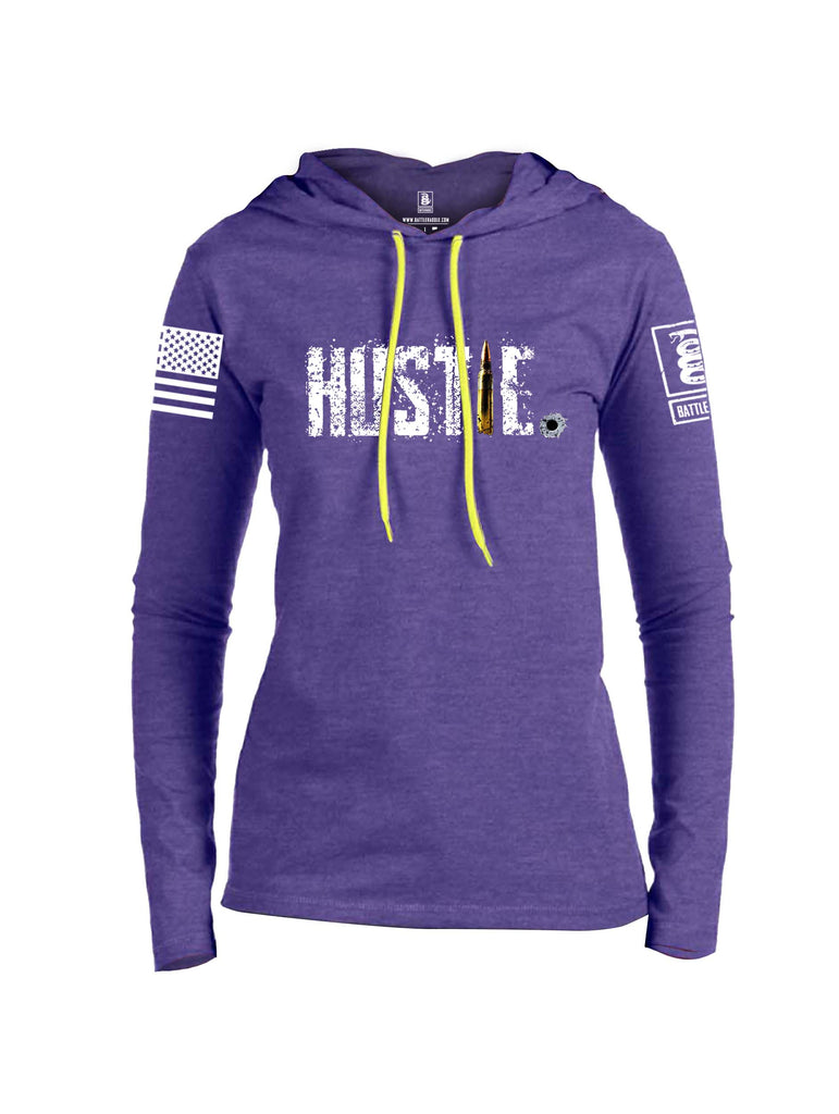 Battleraddle Hustle White Sleeve Print Womens Thin Cotton Lightweight Hoodie