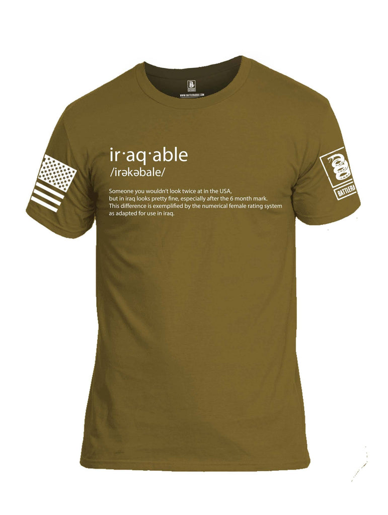 Battleraddle Iraqable White Sleeve Print Mens Cotton Crew Neck T Shirt shirt|custom|veterans|Apparel-Mens T Shirt-cotton