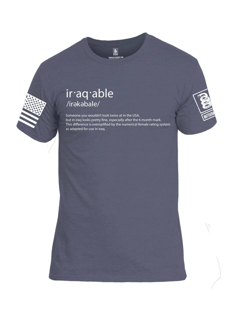 Battleraddle Iraqable White Sleeve Print Mens Cotton Crew Neck T Shirt shirt|custom|veterans|Apparel-Mens T Shirt-cotton