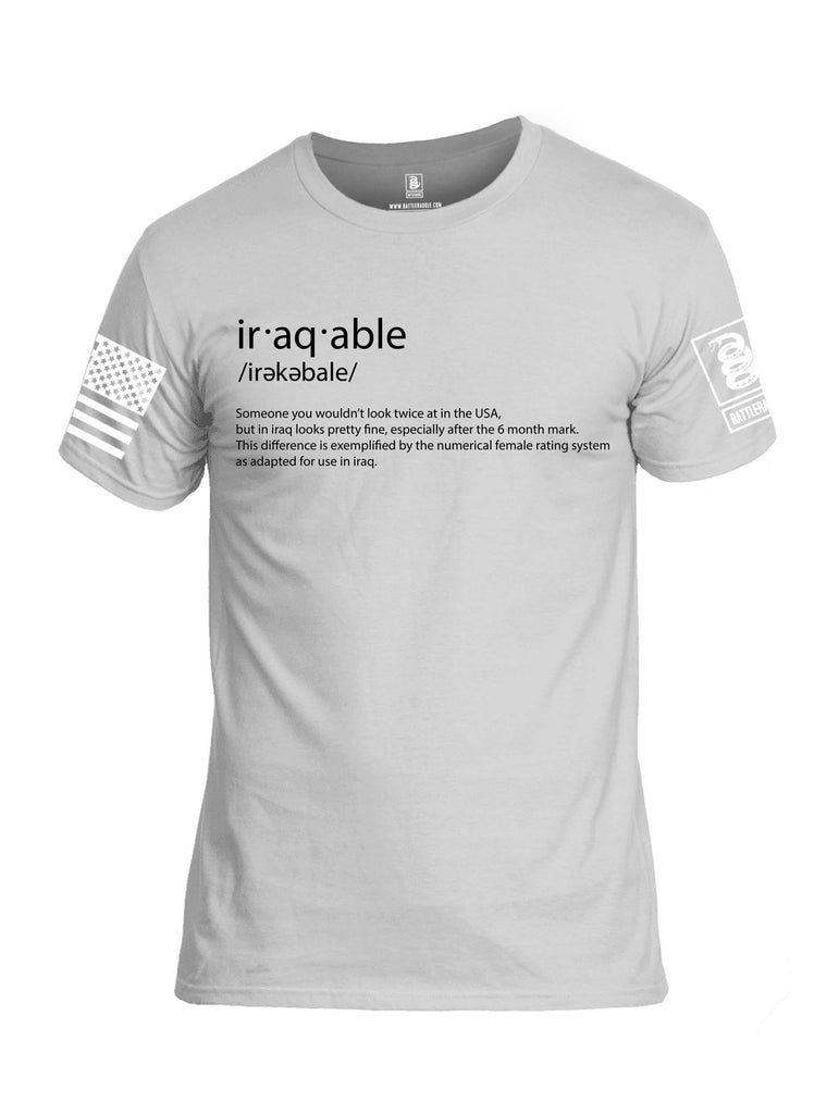 Battleraddle Iraqable White Sleeve Print Mens Cotton Crew Neck T Shirt shirt|custom|veterans|Apparel-Mens T Shirt-cotton