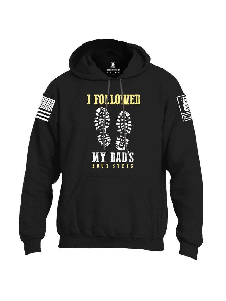 Battleraddle I Followed My Dads Boot Steps White Sleeve Print Mens Blended Hoodie With Pockets