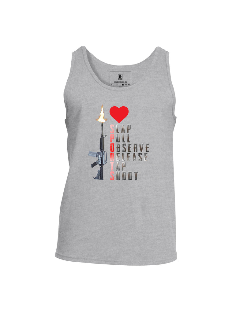 Battleraddle I Love Slap Pull Observe Release Tap Shoot Mens Cotton Tank Top