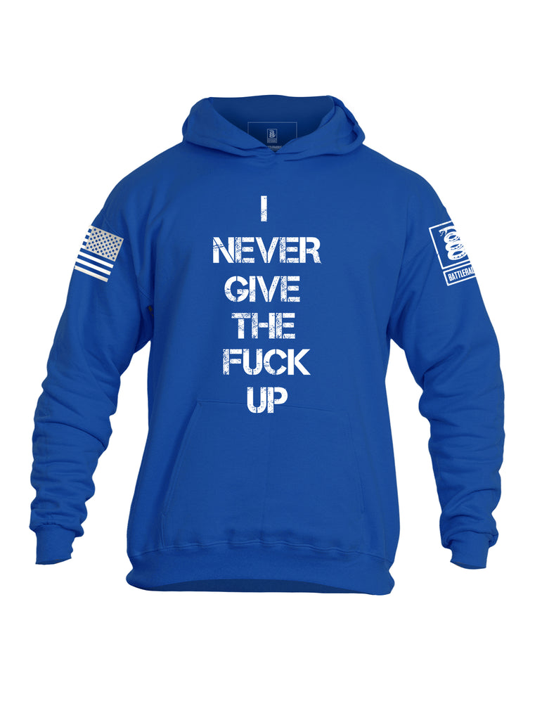 Battleraddle I Never Give The Fuck Up Mens Cotton Pullover Hoodie With Pockets